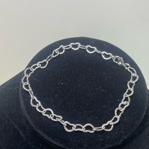 Dainty Inter-Linked Heart Silver Chain Bracelet